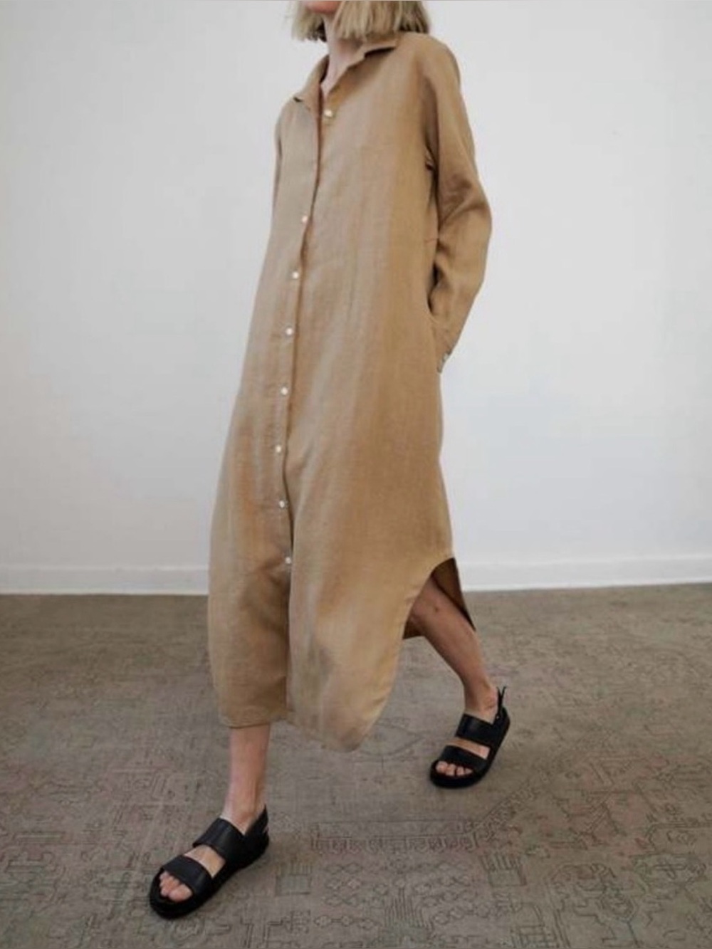 NWOT Zii Ropa Mandu Linen Maxi Dress in Almond size S